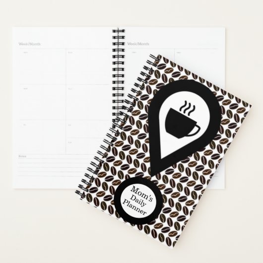 Mama's Daily Planner Koffieboon Mok Zwart & Wit (Display)