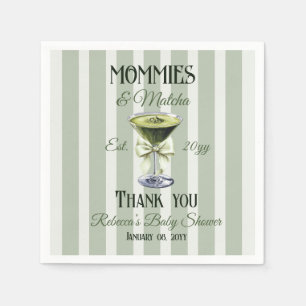 Mama's en Matcha Olive Green Bow Baby shower Servet