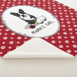 Mama's Girl #2 Boston Terrier Dog (zwart) Cute Sherpa Deken