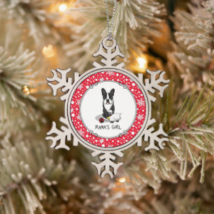 Mama's Girl #2 Boston Terrier Dog (zwart) Cute Tin Sneeuwvlok Ornament
