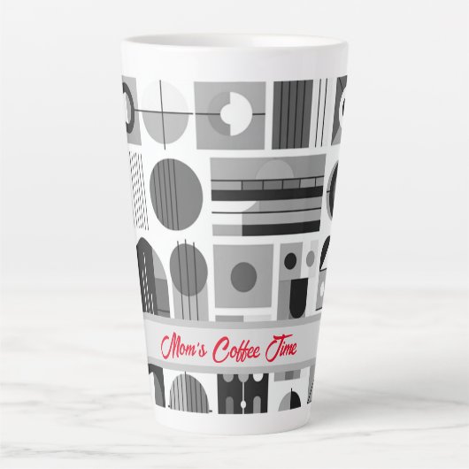 Mama's koffietijd eigentijdse mid-eeuwse stijl latte mok (Voorkant)