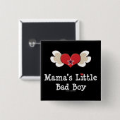 Mama's Little Bad Boy Grappige Kinder Button (Voorkant /achterkant)