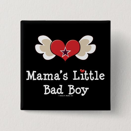 Mama's Little Bad Boy Grappige Kinder Button (Voorkant)