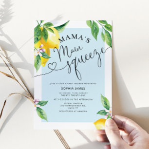 Mama's main squeeze citroenen baby shower uitnodig kaart