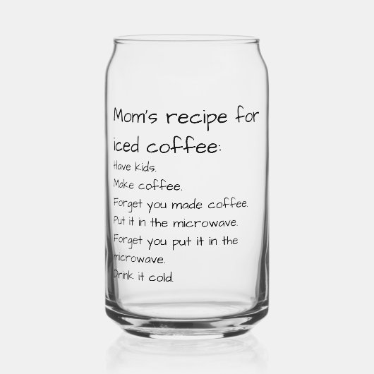 Mama's recept voor ijskoffie Moederschap Hack Blikvorm Glas (Voorkant)