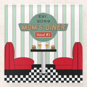 Mama's Retro Diner met Burgers & Bier Glazen Onderzetter