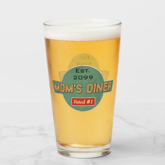 Mama's Retro Diner Pint Bierglas Glas (Voorkant gevuld)