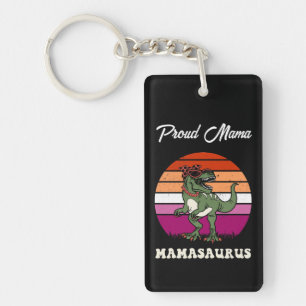 Mamasaurus Grappige Dinosaurus op Lesbische Vlag Z Sleutelhanger