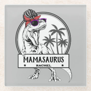 Mamasaurus Ma T rex Dino Funny Custom Name Glazen Onderzetter