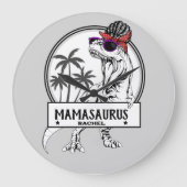 Mamasaurus Ma T rex Dino Funny Custom Name Grote Klok (Voorkant)