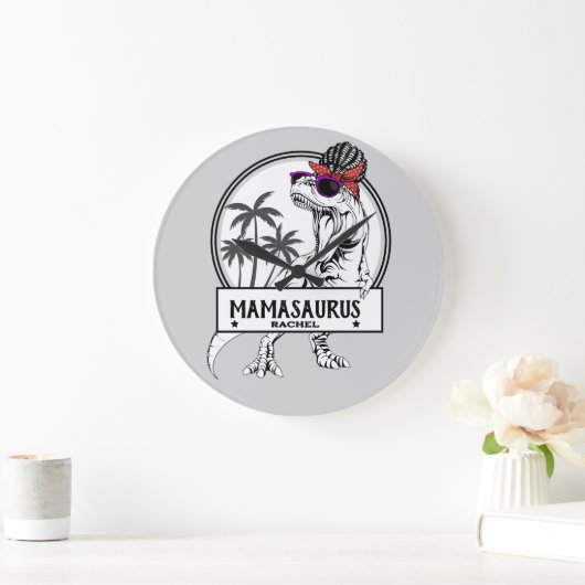 Mamasaurus Ma T rex Dino Funny Custom Name Grote Klok (Huis)
