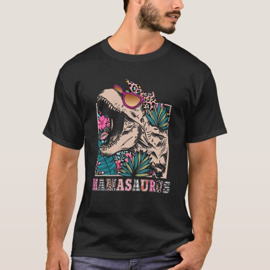 Mamasaurus Rex Moeder Dinosaurus Luipaard Bloem T T-shirt (Voorkant)