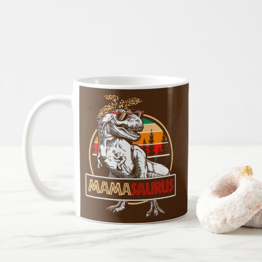 Mamasaurus T Rex Dinosaur Mama Saurus Koffiemok (Met donut)