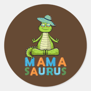 Mamasaurus Vacation Zen Yoga Dinosaur moeder Ronde Sticker