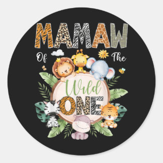 Mamaw of the Wild One 1st Birthday Safari Oerwoud Ronde Sticker