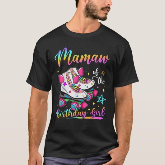 Mamaw van het verjaardagsmeisje Rolling Schaats Fa T-shirt (Voorkant)
