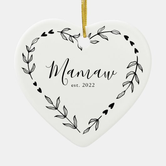 Mamaw Year Est. Kerstakeramische versiering Keramisch Ornament (Voorkant)