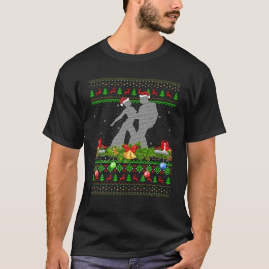 Mambo Dance Lover Xmas Santa Ugly Mambo Kerstmis T-shirt (Voorkant)