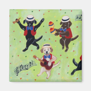 Mambo Labrador Musicians Painting Magneet