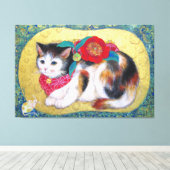 Mameneko: The Camellia Kitten Canvas Afdruk (Insitu (Houten vloer))