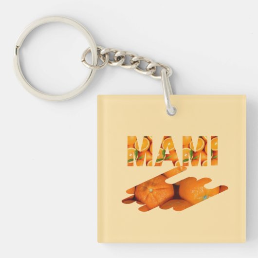 MAMI Orange Typography Art Sleutelhanger (voorkant)
