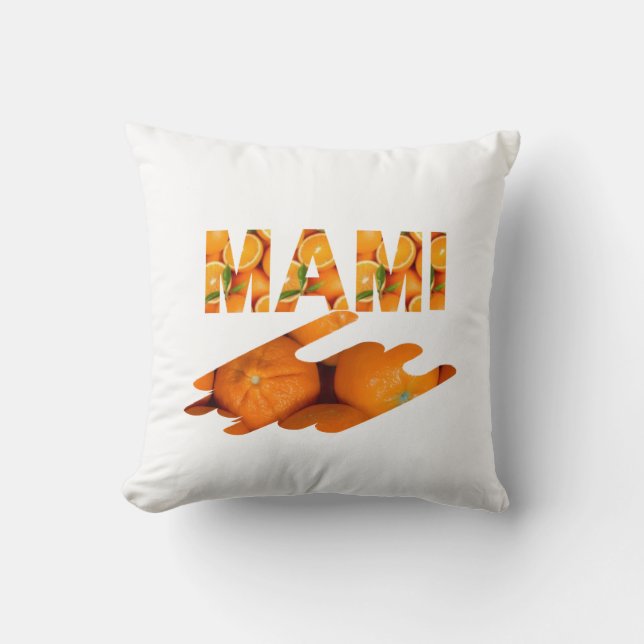 MAMI Oranje Typografie Kunst Kussen (Voorkant)