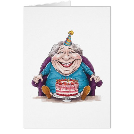 Mamie drôle Gâteau énorme & Cadeau en espèces (Devant)