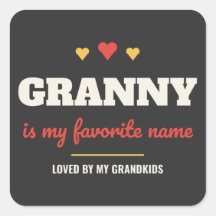 Mamie est mon autocollant carré de nom préféré