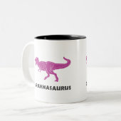 Mamie Nanna, tasse rose de tasse de T-rex de (Devant gauche)