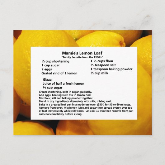 Mamie's Lemon Loaf Briefkaart (Voorkant)