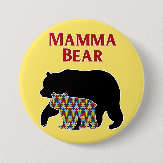 Mamma Beer, Autism Mam Pride Ronde Button 7,6 Cm (Voorkant)