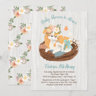 Mamma chien et bébé chiot invitations de douche bé