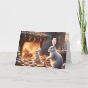 Mamma en baby konijn met Kerstmis Kaart