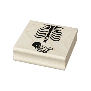 Mamma en Baby Skelet Rubberstempel