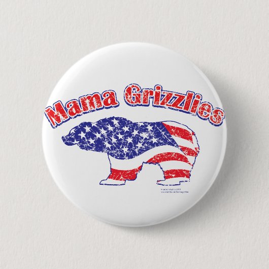 Mamma-Grizzly-Distress Ronde Button 5,7 Cm (Voorkant)