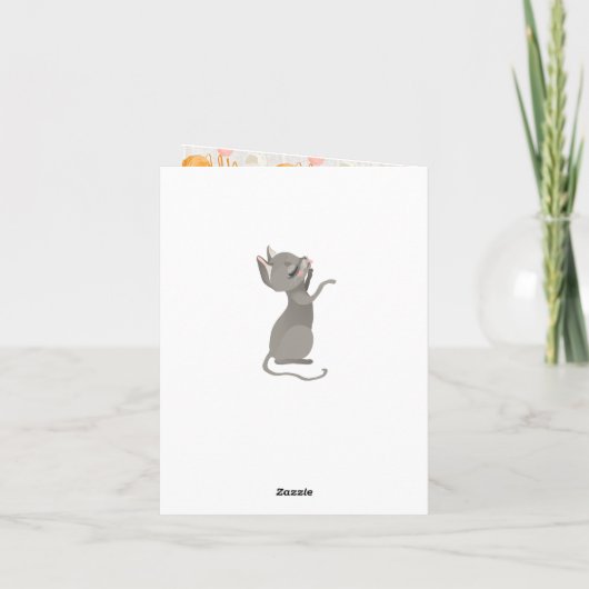Mamma Kitty Kat met Kitten Dank u briefkaart (Achterkant)