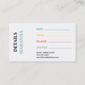 *~* Mammecard - de Foto van de Kleuren van de Datu Visitekaartje (Achterkant)