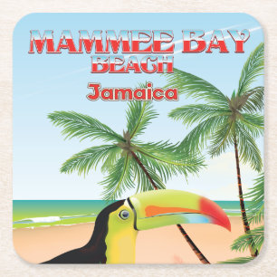 Mammee Bay Beach Jamaica reisposter Vierkante Kartonnen Onderzetter