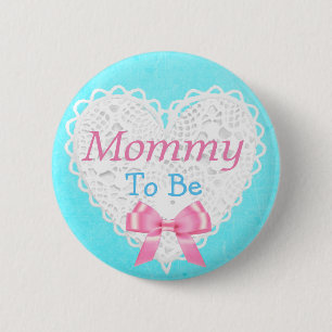 Mammie als blauw en roze Baby shower Button