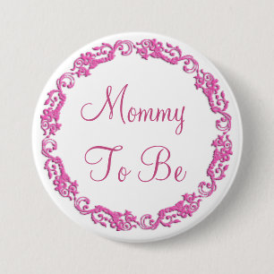 Mammie als roze Baby shower Button