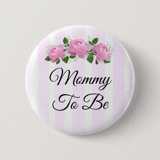 Mammie als roze rozen Baby shower Button (Voorkant)