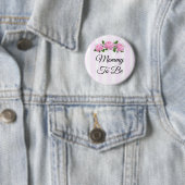 Mammie als roze rozen Baby shower Button (In situ)