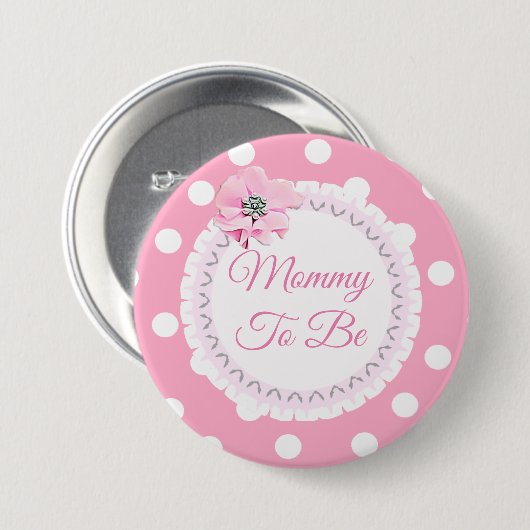 Mammie als roze witte polaire stier Button (Voorkant /achterkant)