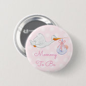 Mammie Baby shower Button Pink Stork (Voorkant /achterkant)