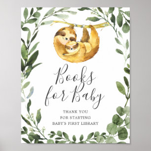 Mammie Baby Sloth Baby shower Boeken voor Baby Poster