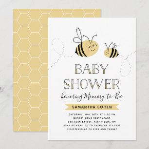 Mammie-bij-bij   BABY SHOWER   Geel Kaart