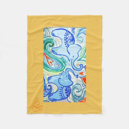 Mammie en Baby Indische olifant Blanket Fleece Deken (Voorkant)