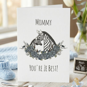 Mammie en baby jongen zebra Fijne Moederdag Kaart