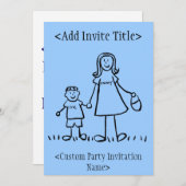 "Mammie en ik" Jongen Uitnodiging of nodigt (Voorkant / Achterkant)