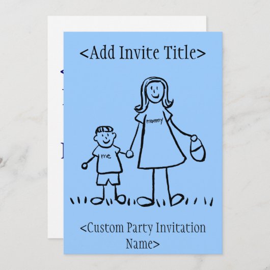 "Mammie en ik" Jongen Uitnodiging of nodigt (Voorkant / Achterkant)